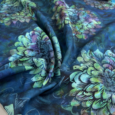 Hoffman Bali Cotton Lawn Hummingbird Multi Blue Floral Abstract Indonesian Fabric