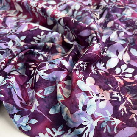 Hoffman Bali Cotton Lawn Jelly Purple Floral Abstract Indonesian Fabric
