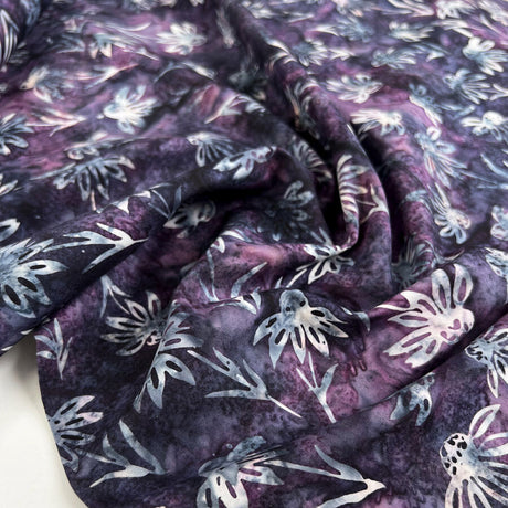 Hoffman Bali Cotton Lawn Merlot Purple Floral Abstract Indonesian Fabric