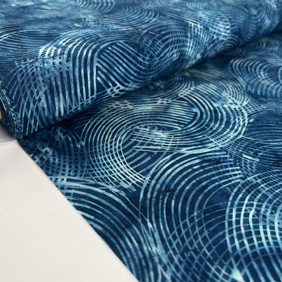 Hoffman Bali Cotton Lawn Reflections Indonesian Navy Blue Abstract Fabric Bolt
