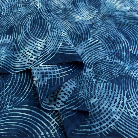 Hoffman Bali Cotton Lawn Reflections Indonesian Navy Blue Abstract Fabric Fold