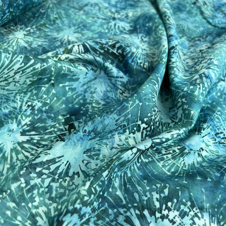 Hoffman Bali Cotton Lawn Sea Mist Abstract Green Blue Indonesian Fabric