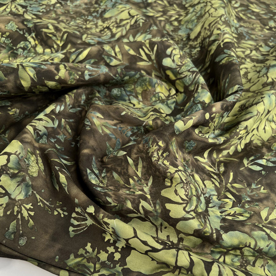 Hoffman Bali Cotton Lawn Snake Green Floral Abstract Indonesian Fabric