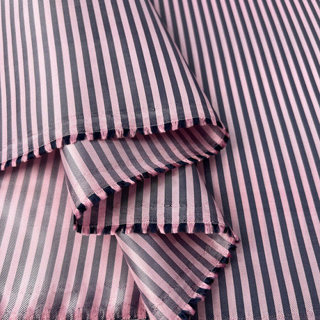 Ink   Blush Lining Acetate Viscose Stripe Pink Navy Dress Fabric Fold