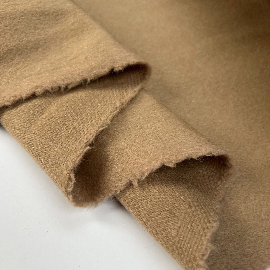 Ita Collection Notalot Wool Alpaca Honey Brown Brushed Coating Fabric Fold