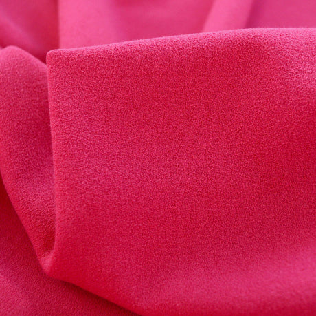 Italian Crepe Lipstick Polyester Bright Pink Dress Fabric Cu1