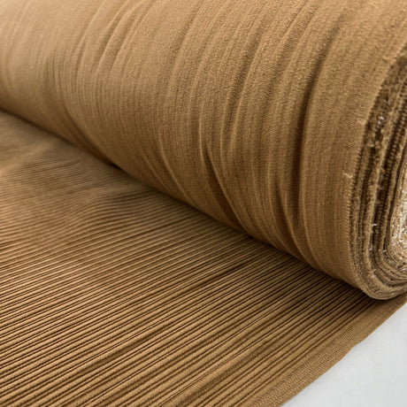 Italian 6 Wale Corduroy Rich Tan Cotton Woven Trouser Fabric Roll