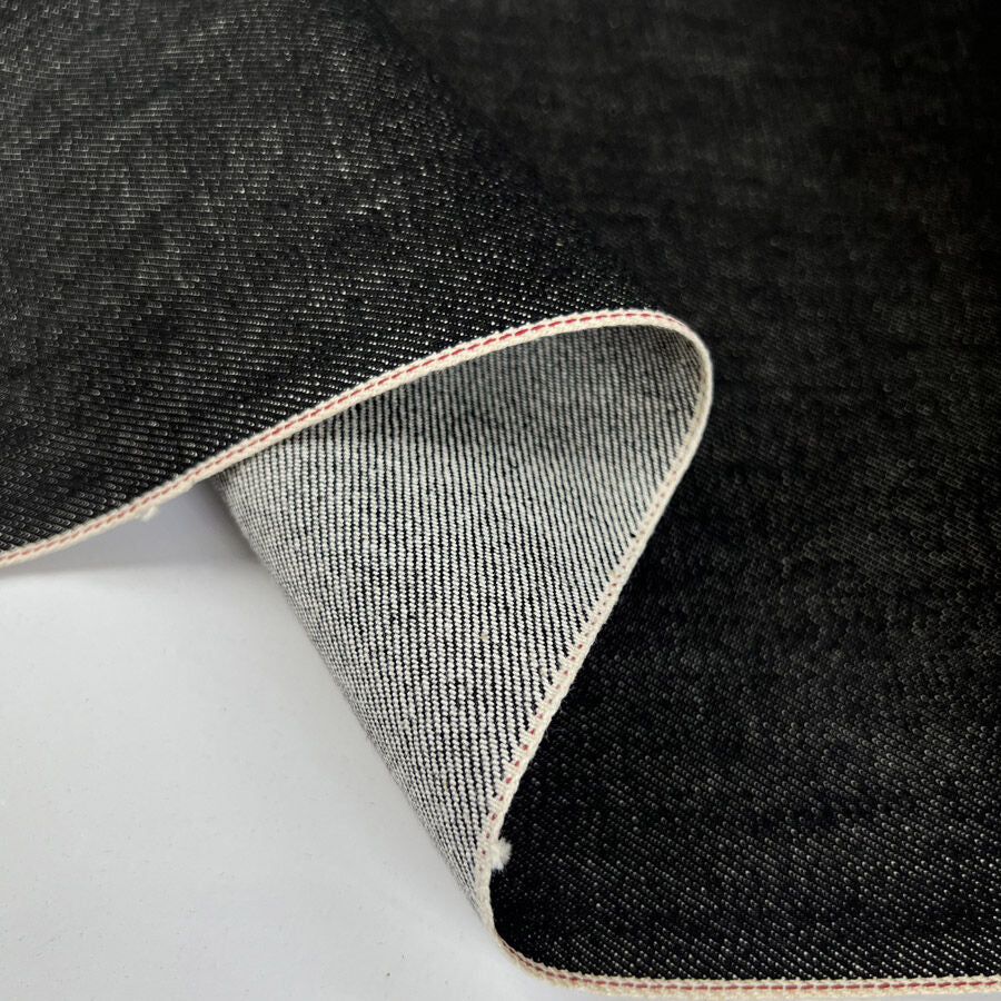 Italian Red Selvedge Denim Ash Black Cotton Heavy Trouser Fabric Fold