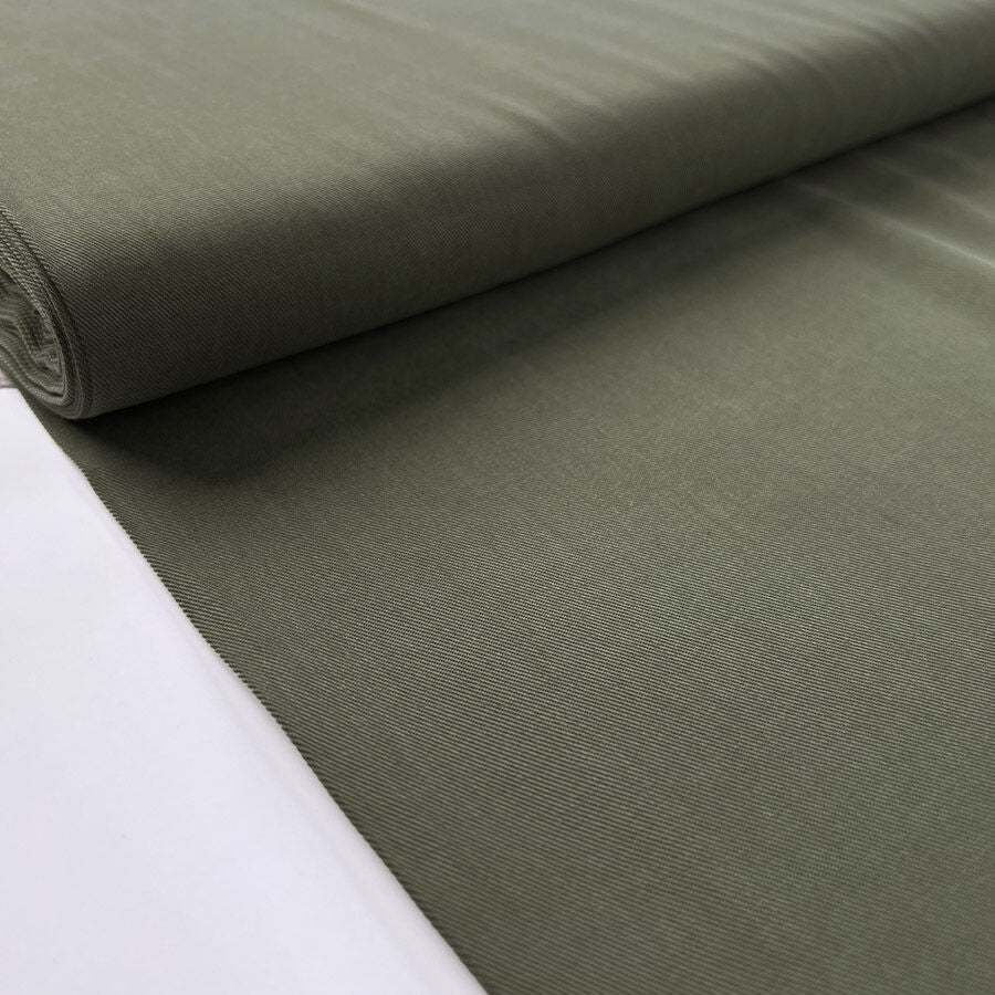 Fine Woven Soft Shirting Fabric | Italian Tencel Twill - Olive