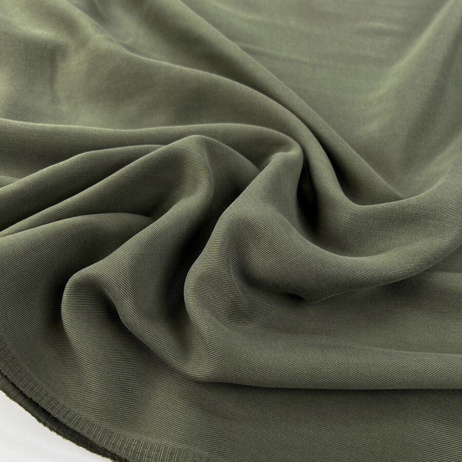 Fine Woven Soft Shirting Fabric | Italian Tencel Twill - Olive