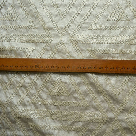 Ivory Faux Leather Sequin Fabric S