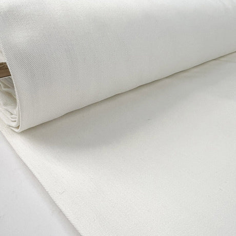 Ivory Stretch Denim Cotton Lycra White Stretch Woven Trouser Fabric Bolt