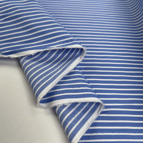 Jack Spratt Blue White Stripe Cotton Nylon Shirting Fabric Fold