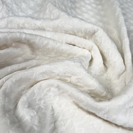 Jacquard Jersey Cream Polyester Viscose Stretch Knit Fabric