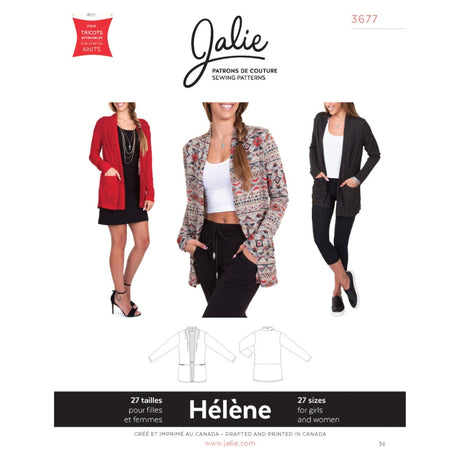 Jalie Helene Shawl Collar Cardigan Pattern Cover