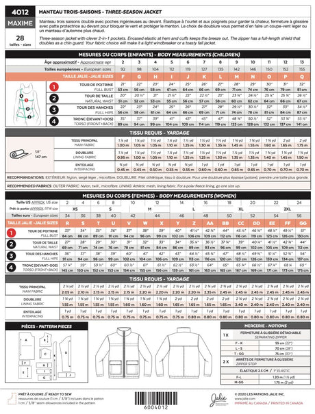 Jalie Maxime Three Season Jacket Back Cover