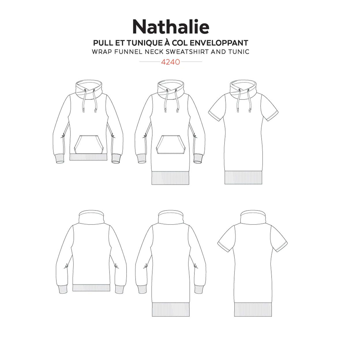 Jalie Nathalie Wrap Funnel Neck Sweatshirt And Tunic Sketch