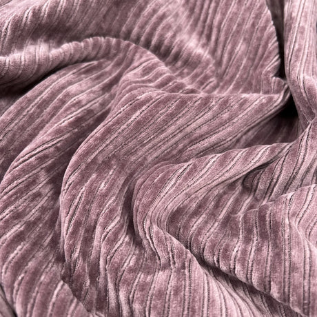 Jersey Corduroy Mauve Cotton Polyester Elastane Plush Knitted Dress Fabric