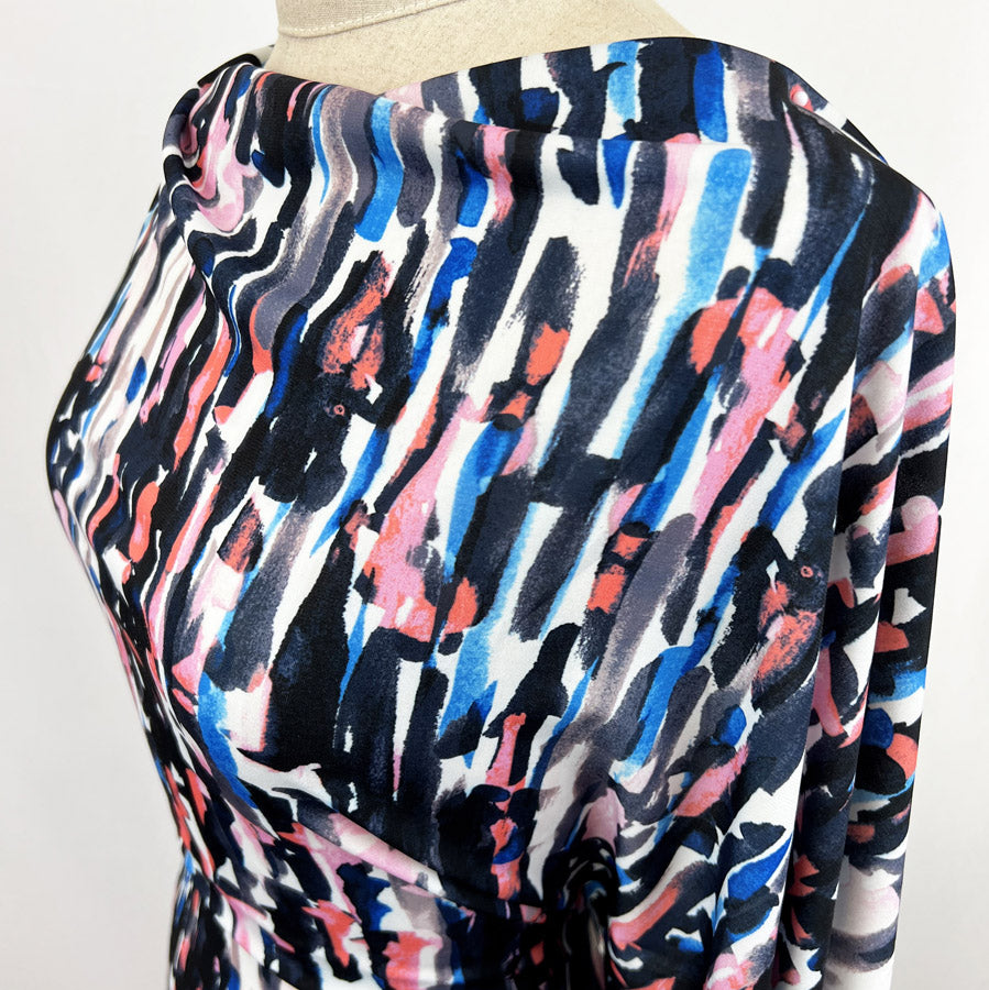 Jk Portia Olivia Drapey Ity Portia Dress Fabric Abstract Coral Side