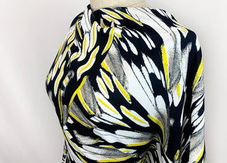 John Kaldor Black And Lemon Abstract Viscose Fabric Beatrice Side
