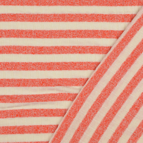 Jolly Jersey Red Viscose Polyester Elastane Striped Knitted Ribbed Fabric Fold