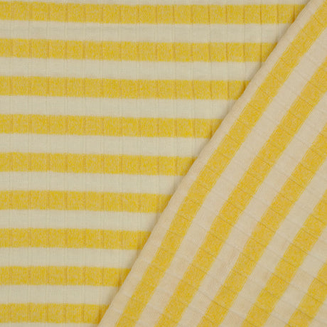 Jolly Jersey Yellow Viscose Polyester Elastane Striped Knitted Ribbed Fabric Fold
