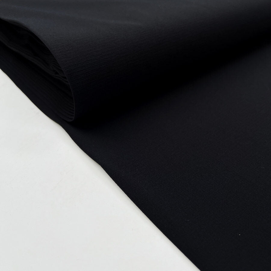 Keswick Ripstop Black Nylon Elastane Plain Woven Water Resistant Coating Fabric Bolt