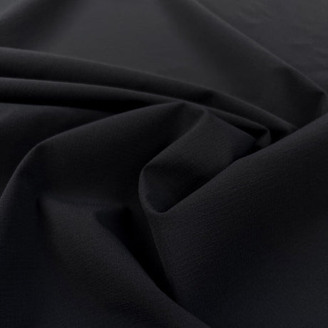 Keswick Ripstop Black Nylon Elastane Plain Woven Water Resistant Coating Fabric