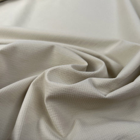 Keswick Ripstop Cream Nylon Elastane Plain Woven Water Resistant Coating Fabric
