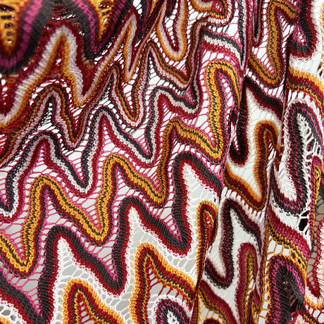 Knots Of Elegance Red Polyester Crochet Lace Dress Fabric