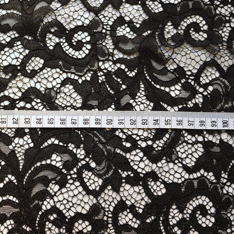 Lace Black Black Floral Corded Polyester Lace Dress Fabric S