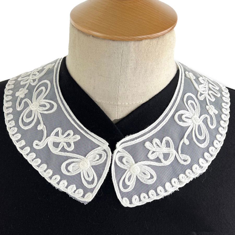 Embroidered Collar - Ava - Ivory