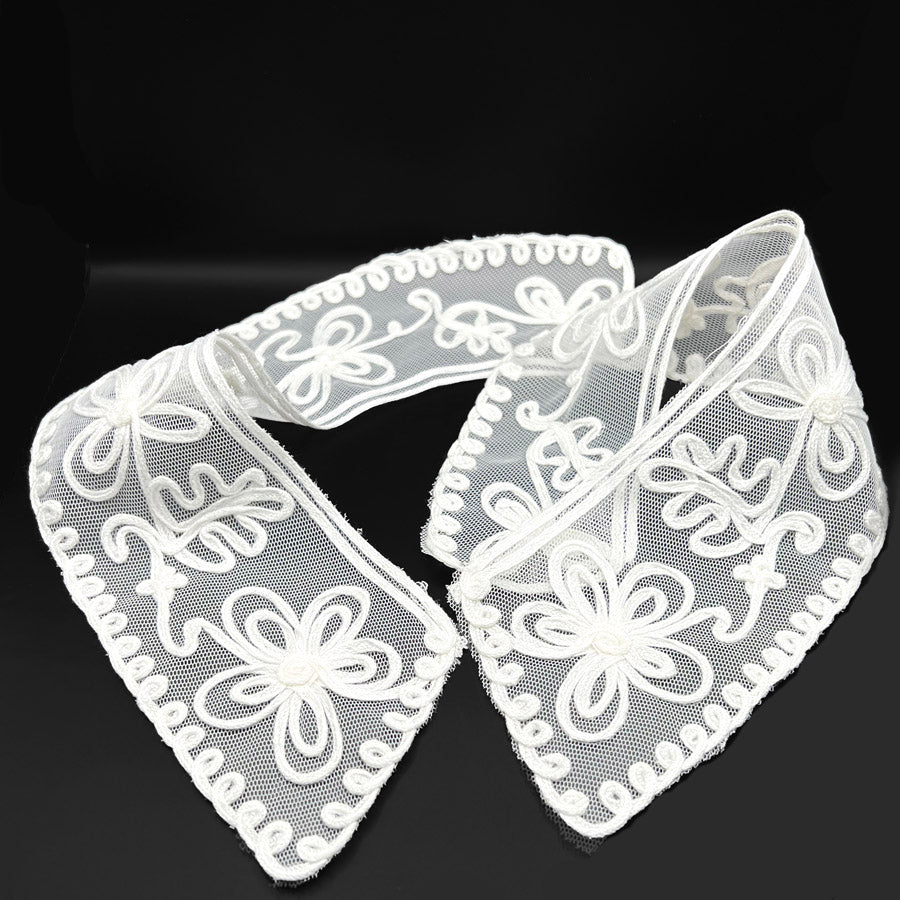 Lace Floral Embroidered Cotton Polyester Collar Ava Ivory Full