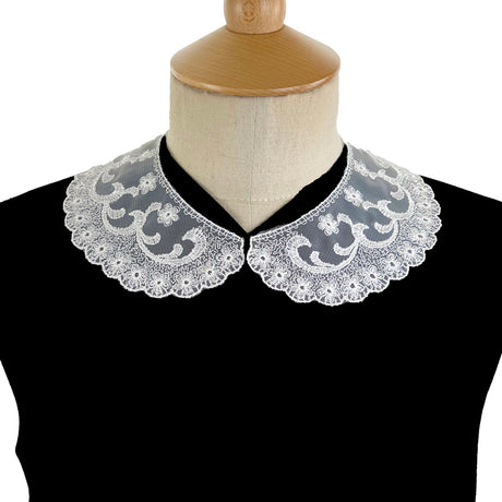 Lace Floral Embroidered Cotton Polyester Collar Emma White
