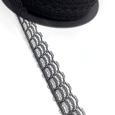 Lace Trim Edging Holly Black Roll