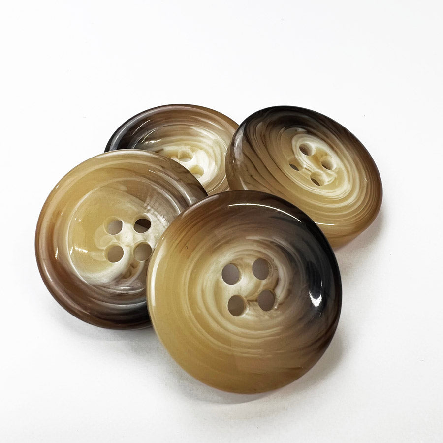 Pack of 4 Brown Horn Effect Plastic Buttons (30mm)