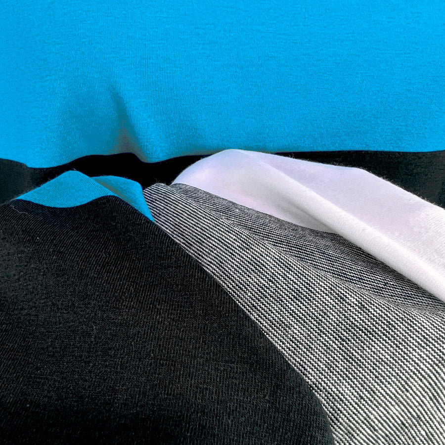 Large Stripe Jersey Dress Fabric Bold Lines Blue