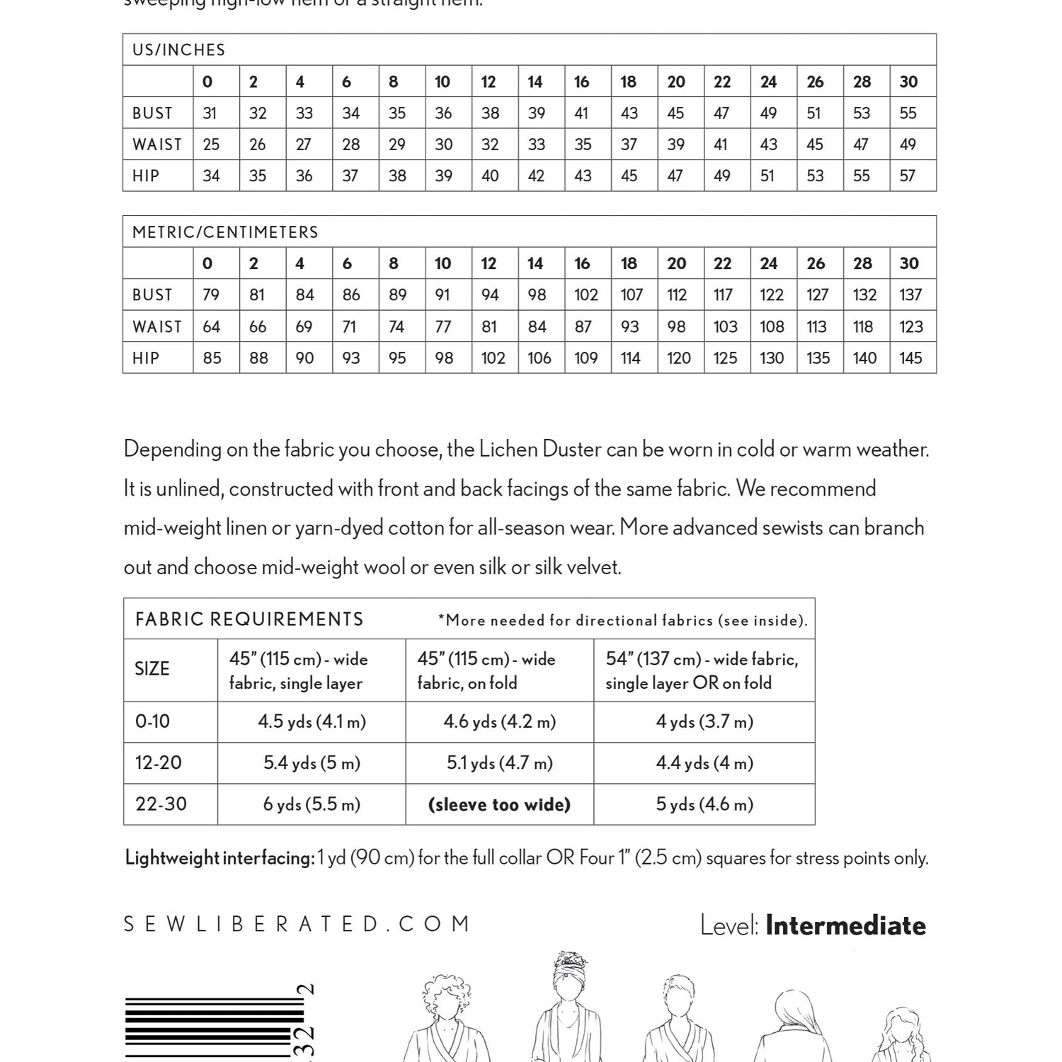 Sew Liberated - Lichen Duster Coat & Dress Pattern (Sizes 0-30)