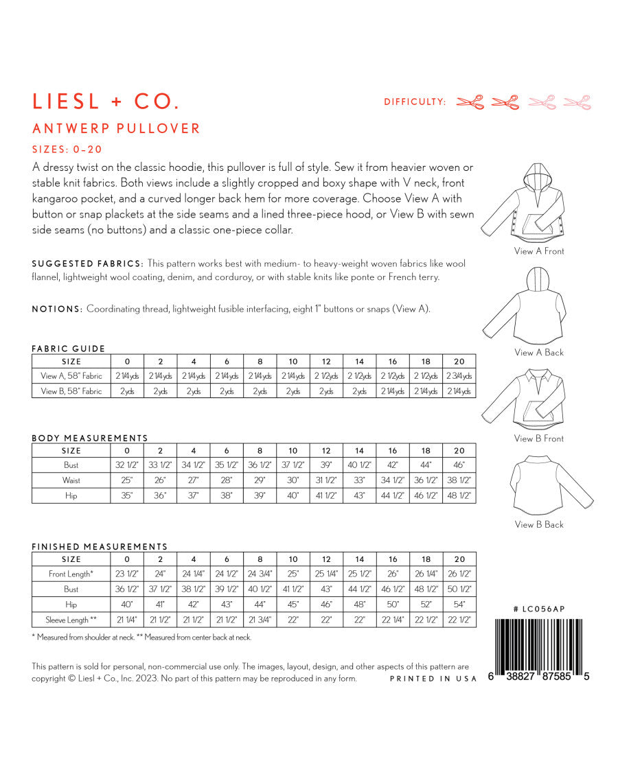 Liesl + Co - Antwerp Pullover Sewing Pattern