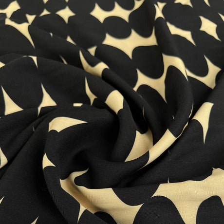 Light And Lush Pebble Echo Black Beige Viscose Twill Turkish Fabric