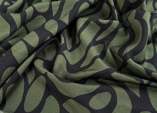 Light And Lush Stoneleaf Green Black Viscose Twill Turkish Fabric
