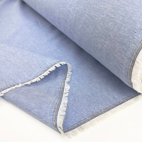 Lightweight Shirting Dress Fabric Light Blue Cotton Chambray Fold