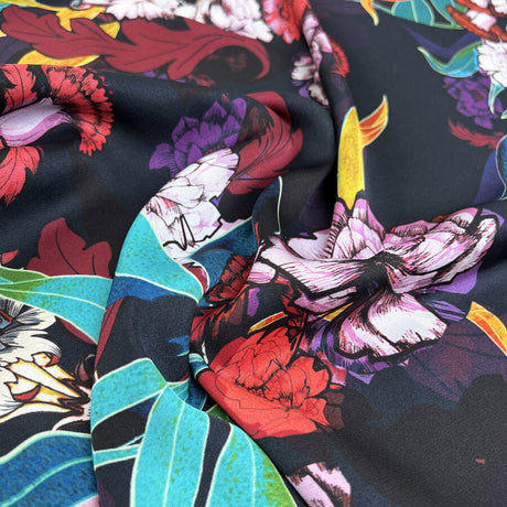 Limited Edition Addicted To You Polyester Floral Abstract Pink Blue Lightweight Dress Fabric