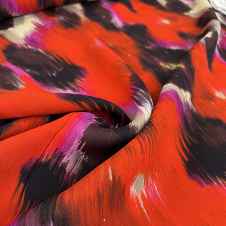 Limited Edition Feeling Good Viscose Italian Red Abstract Lightweight Dress Fabric