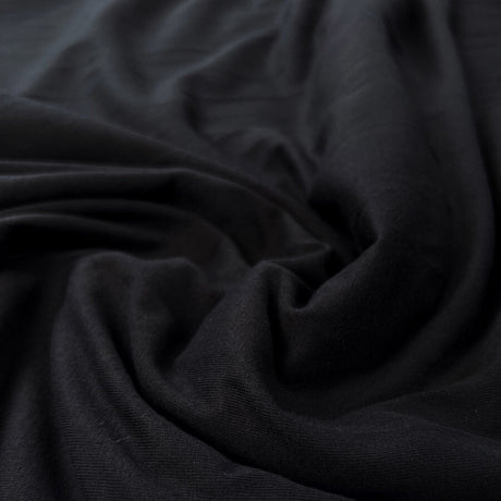 Limited Edition Soft Black Jersey Cotton Elastane Stretch Knit Tshirt Fabric Cu1