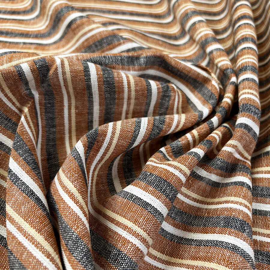 Linen Mix Stripe - Rust