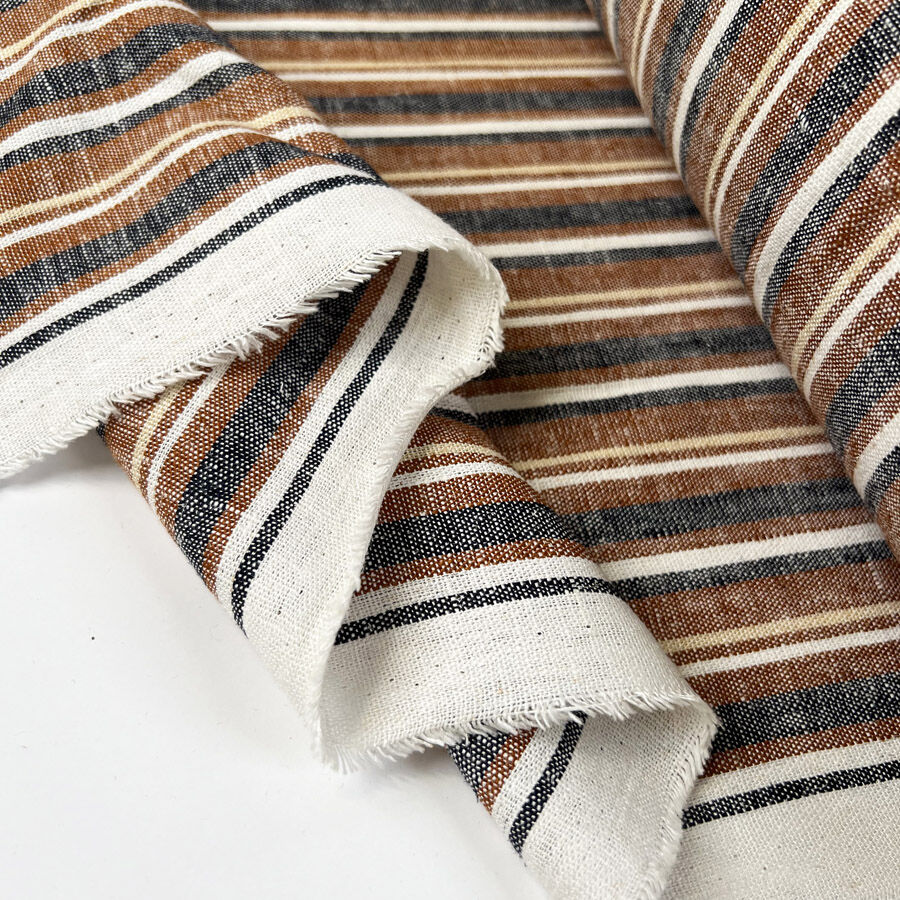 Linen Mix Stripe - Rust