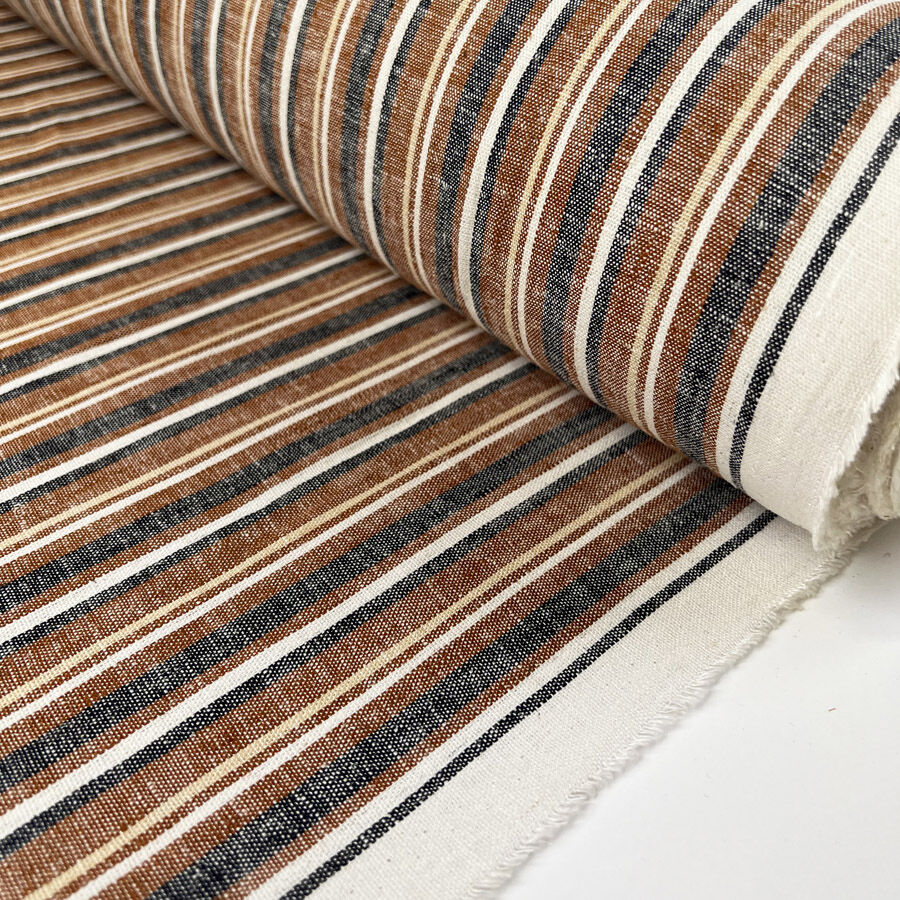 Linen Mix Stripe - Rust