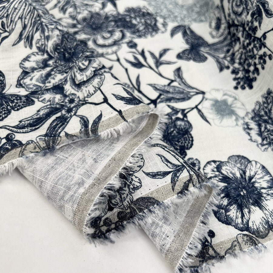 Linen Viscose Slub - Butterfly - Blue