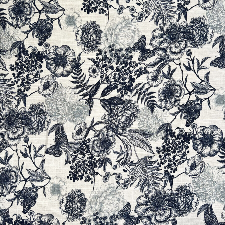 Linen Viscose Slub - Butterfly - Blue